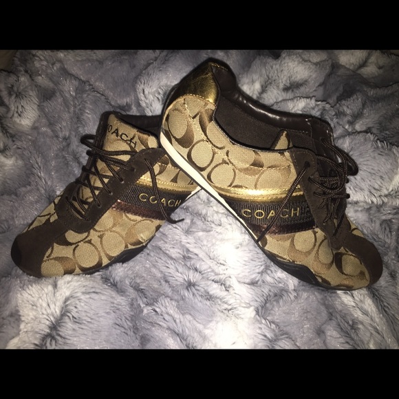 Coach | Shoes | Coach Tangoldbrown Logo Tennis Shoe 75 Womens | Poshmark